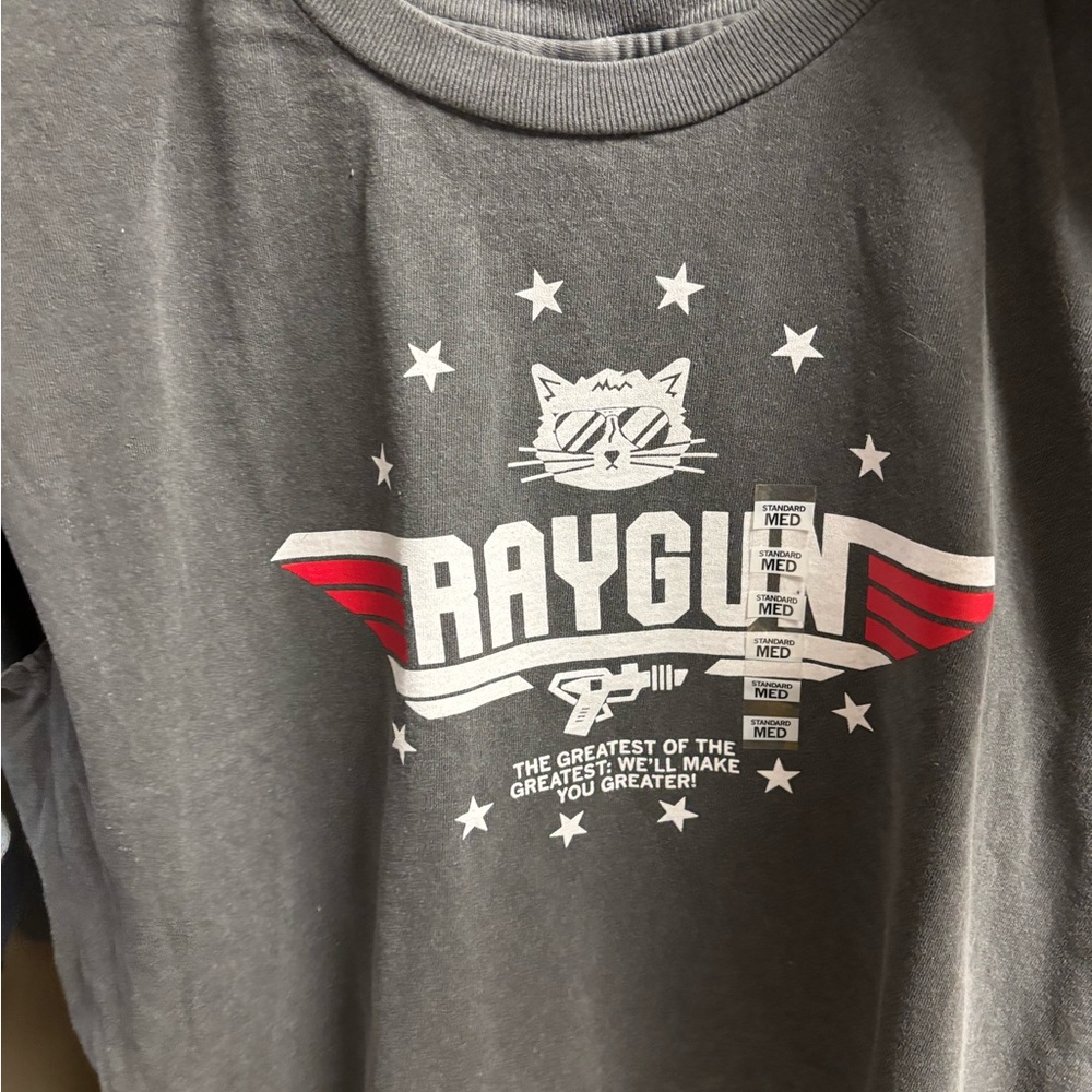 Gray Graphic T-Shirt with Cat Design